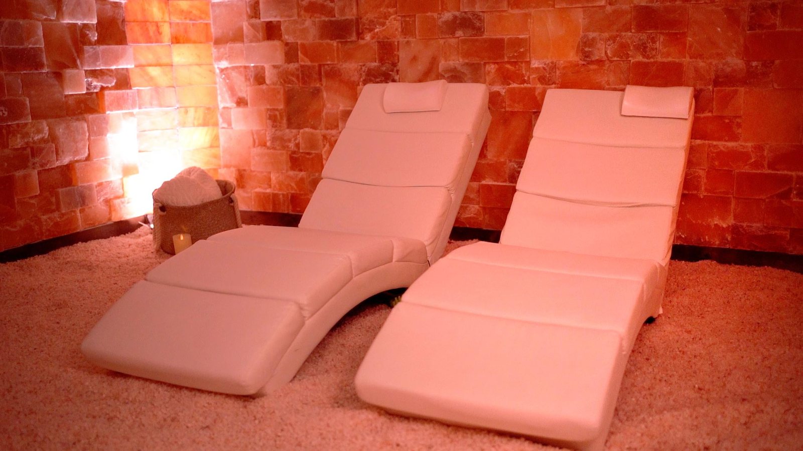 The salt room at Salt of the Earth Cave Spa in Libertyville